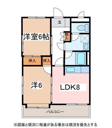 リッチ蟻ヶ崎Ｂポートの物件間取画像